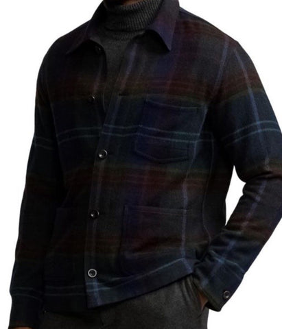 Ralph Lauren Purple Label Men Shadow Plaid Shirt Jacket Size L New $2995 Italy