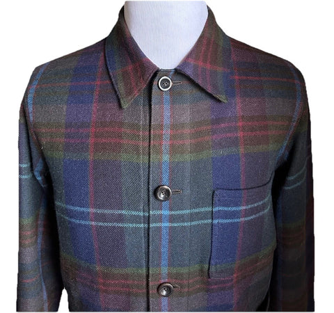 Ralph Lauren Purple Label Men Shadow Plaid Shirt Jacket Size L New $2995 Italy