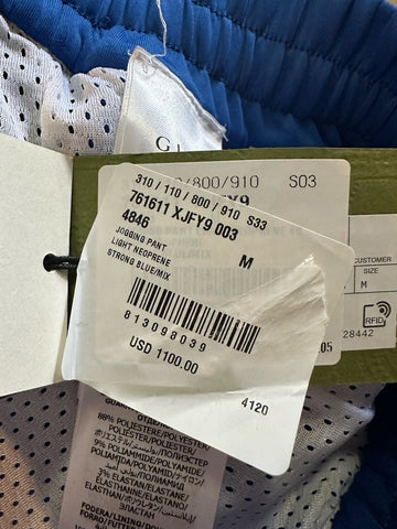 New $2200 Gucci Men Drawstring Track Pants Blue/White Size M