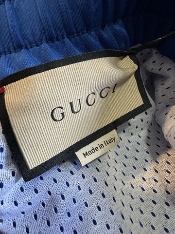 New $2200 Gucci Men Drawstring Track Pants Blue/White Size M