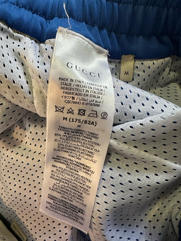 New $2200 Gucci Men Drawstring Track Pants Blue/White Size M