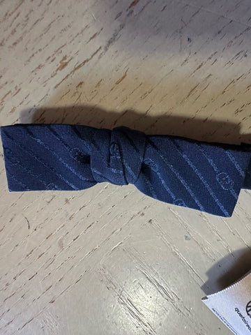 New Gucci Silk GG Print Skinny Bow Tie Blue Made in Italy