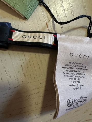 New Gucci Silk GG Print Skinny Bow Tie Blue Made in Italy