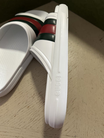 NIB Gucci Mens Rubber Sandal Shoes White/Red/Green 11 US/10 UK 780286