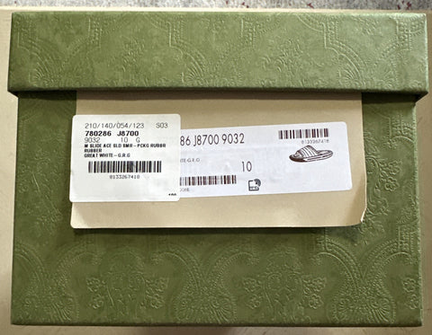 NIB Gucci Mens Rubber Sandal Shoes White/Red/Green 11 US/10 UK 780286