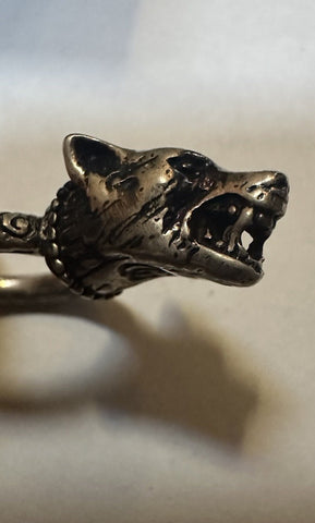 New Authentic GUCCI Silver A. Forest Wolf Ring Black Prezioso 8 US ( 16 ) 511851