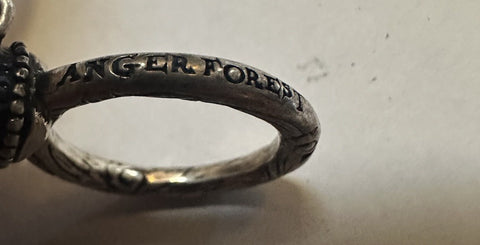 New Authentic GUCCI Silver A. Forest Wolf Ring Black Prezioso 8 US ( 16 ) 511851