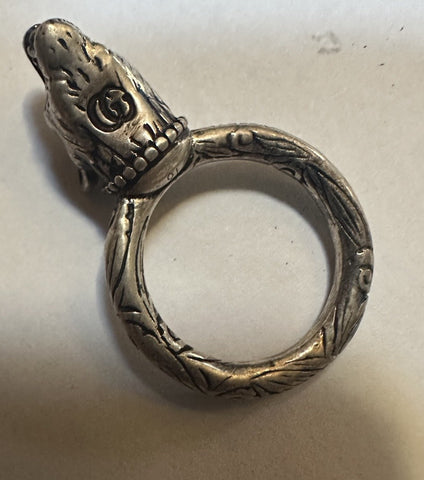New Authentic GUCCI Silver A. Forest Wolf Ring Black Prezioso 8 US ( 16 ) 511851