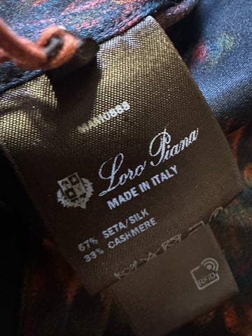 Loro Piana Women Rosette Silk & Cashmere-Blend Blouse Blue/Navy 40/6 New $3900