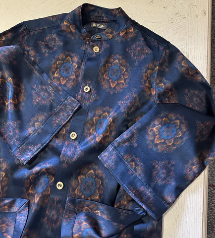 Loro Piana Women Rosette Silk & Cashmere-Blend Blouse Blue/Navy 40/6 New $3900