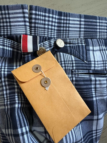 NWT $1050 THOM BROWNE Classic Backstrap Plaid Short Pants Navy Size 3 ( 36 US )