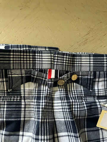 NWT $1050 THOM BROWNE Classic Backstrap Plaid Short Pants Navy Size 3 ( 36 US )