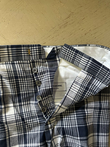NWT $1050 THOM BROWNE Classic Backstrap Plaid Short Pants Navy Size 3 ( 36 US )