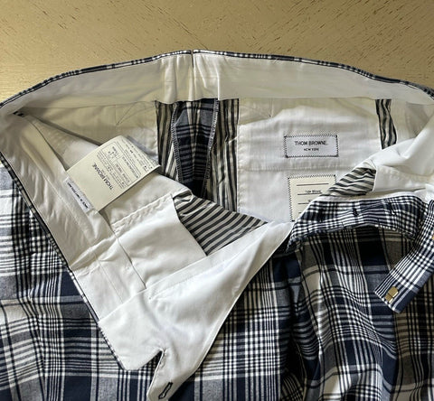 NWT $1050 THOM BROWNE Classic Backstrap Plaid Short Pants Navy Size 3 ( 36 US )