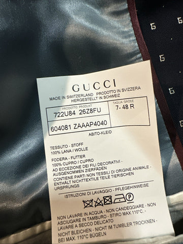 NWT $4800 Gucci Men G Logo London Wool Suit Navy 38 US/48 Eu Switzerland