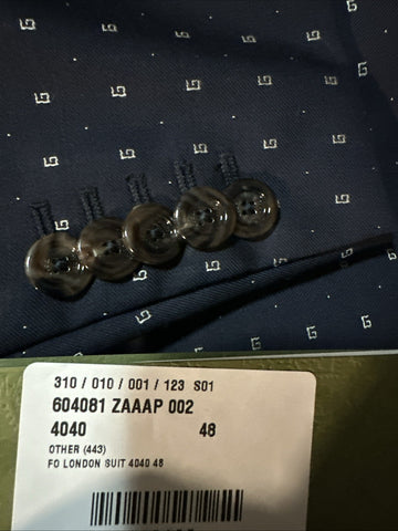 NWT $4800 Gucci Men G Logo London Wool Suit Navy 38 US/48 Eu Switzerland