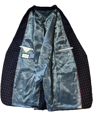 NWT $4800 Gucci Men G Logo London Wool Suit Navy 38 US/48 Eu Switzerland