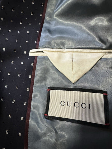 NWT $4800 Gucci Men G Logo London Wool Suit Navy 38 US/48 Eu Switzerland