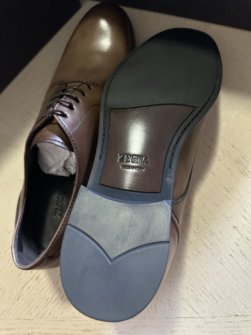 ZEGNA Derby Dress Shoes Brown 10 US/43 Eu Italy New $990