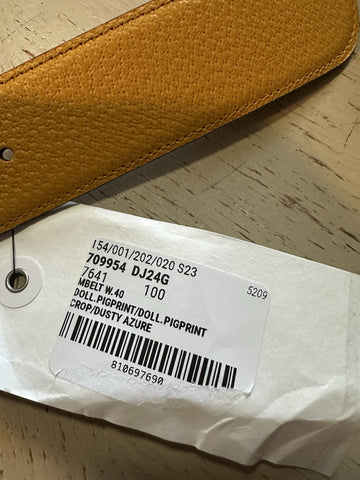 New $920 Gucci Mens Leather Memorable Buckle Belt Blue/Brown 100/40 709954