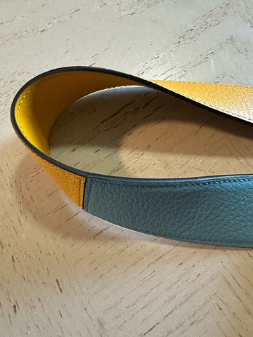 New $920 Gucci Mens Leather Memorable Buckle Belt Blue/Brown 105/42 709954