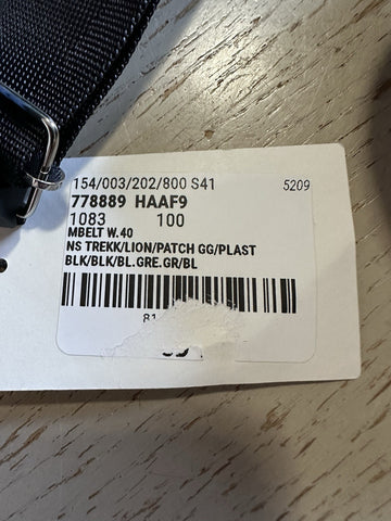 New Gucci Men’s Gucci Print Canvas/Leather Belt Black 100/40 778889