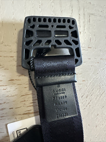 New Gucci Men’s Gucci Print Canvas/Leather Belt Black 110/44 778889
