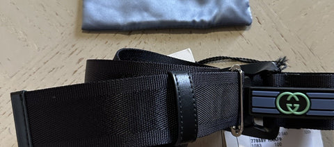 New Gucci Men’s Gucci Print Canvas/Leather Belt Black 110/44 778889