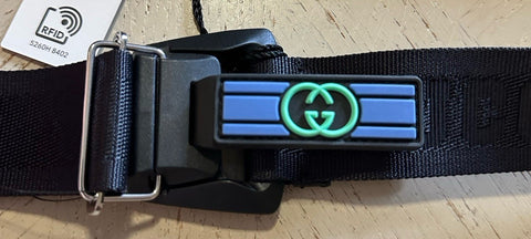 New Gucci Men’s Gucci Print Canvas/Leather Belt Black 110/44 778889