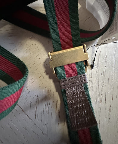 New Gucci Men’s Canvas/Leather Belt Green/Red 120/48