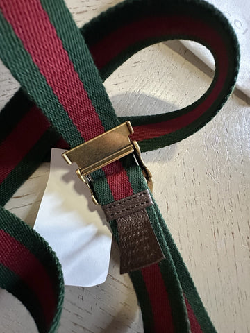 New Gucci Men’s Canvas/Leather Belt Green/Red 120/48
