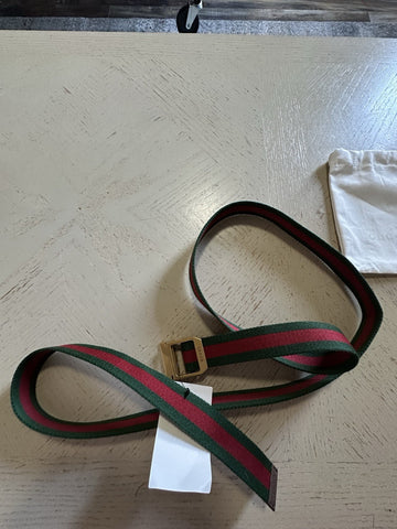 New Gucci Men’s Canvas/Leather Belt Green/Red 120/48