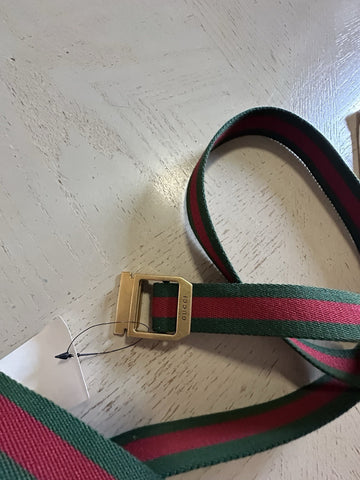 New Gucci Men’s Canvas/Leather Belt Green/Red 120/48