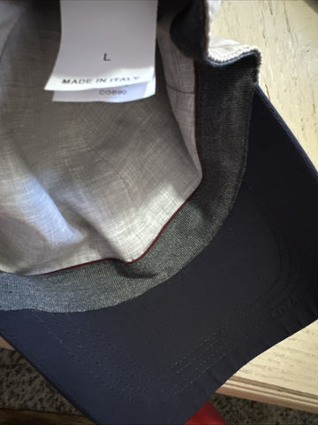 NWT Brunello Cucinelli Men Logo Print Baseball Cap Hat Navy Size L