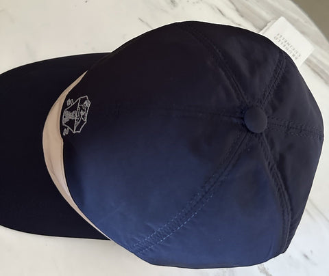 NWT Brunello Cucinelli Men Logo Print Baseball Cap Hat Navy Size L