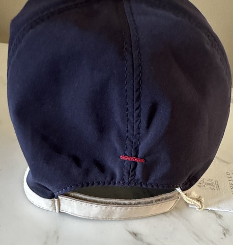 NWT Brunello Cucinelli Men Logo Print Baseball Cap Hat Navy Size L