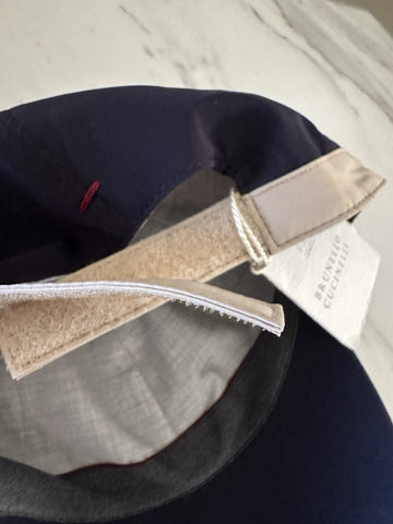 NWT Brunello Cucinelli Men Logo Print Baseball Cap Hat Navy Size L