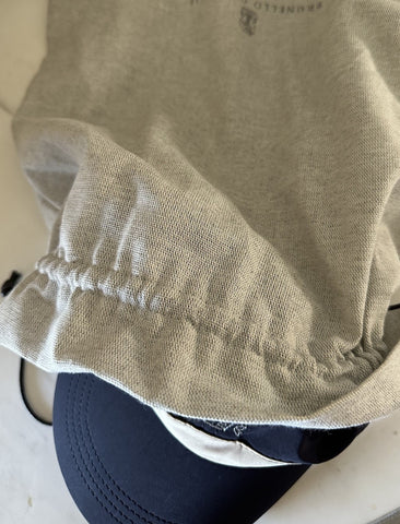 NWT Brunello Cucinelli Men Logo Print Baseball Cap Hat Navy Size M