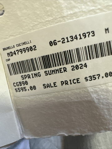 NWT Brunello Cucinelli Men Logo Print Baseball Cap Hat Navy Size M