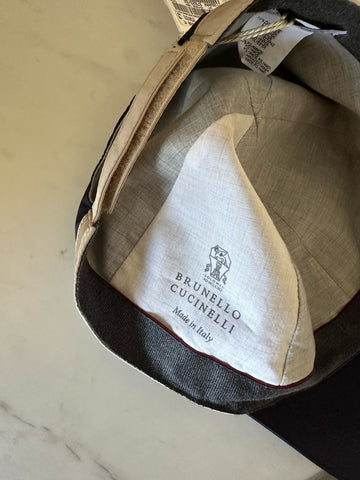 NWT Brunello Cucinelli Men Logo Print Baseball Cap Hat Navy Size M