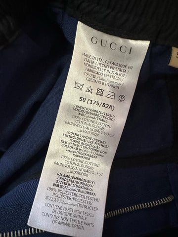 Gucci Men’s Military Cotton Drawstring Pants Blue 34 US/50 Eu New $1150