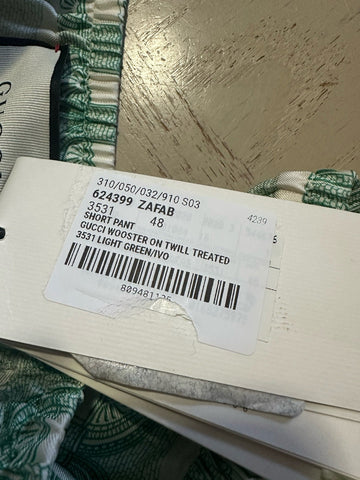 NWT $950 Gucci Men Drawstring Gucci Wooster Short Pants LT Green 32 US/48 Eu