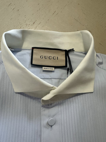 Gucci Men’s Tuxedo Dress Shirt Baby Blue 43/17 New $880