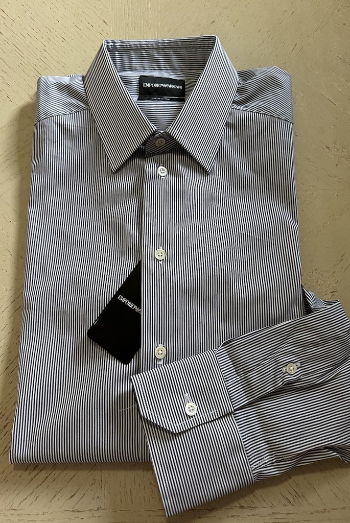NWT Emporio Armani Mens Dress Shirt Blue Size 39/15.5