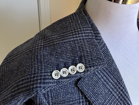 NWT $8100 BRUNELLO CUCINELLI Glen Plaid Suit Denim 40R US/50R Eu Italy