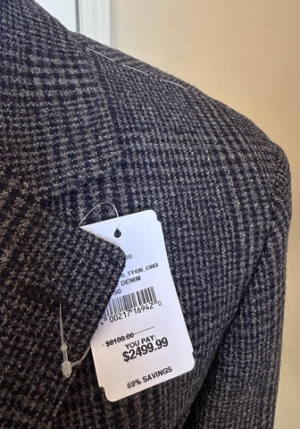 NWT $8100 BRUNELLO CUCINELLI Glen Plaid Suit Denim 40R US/50R Eu Italy