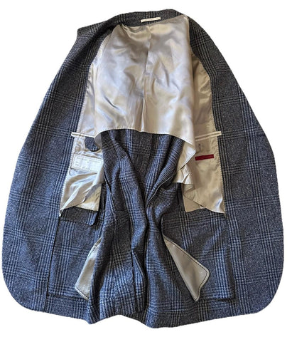 NWT $8100 BRUNELLO CUCINELLI Glen Plaid Suit Denim 40R US/50R Eu Italy