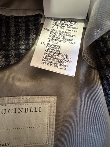 NWT $8100 BRUNELLO CUCINELLI Glen Plaid Suit Denim 40R US/50R Eu Italy