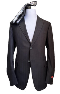 New $5750 ISAIA Men’s Striped Wool & Silk Suit Charcoal 44R US/54R Eu  Italy
