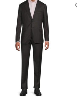 New $5750 ISAIA Men’s Striped Wool & Silk Suit Charcoal 44R US/54R Eu  Italy